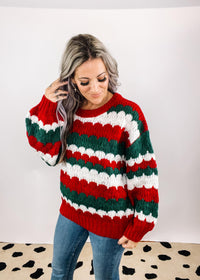 Holiday Stripe Textured Sweater