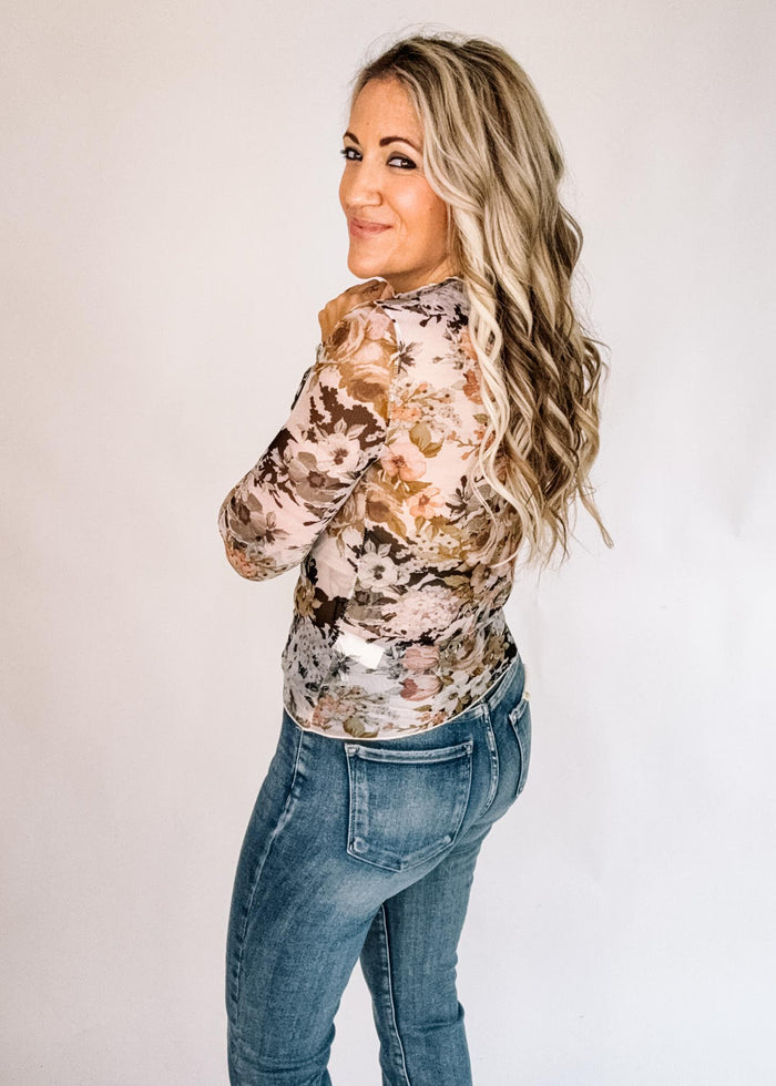 Stone Floral Mesh Top