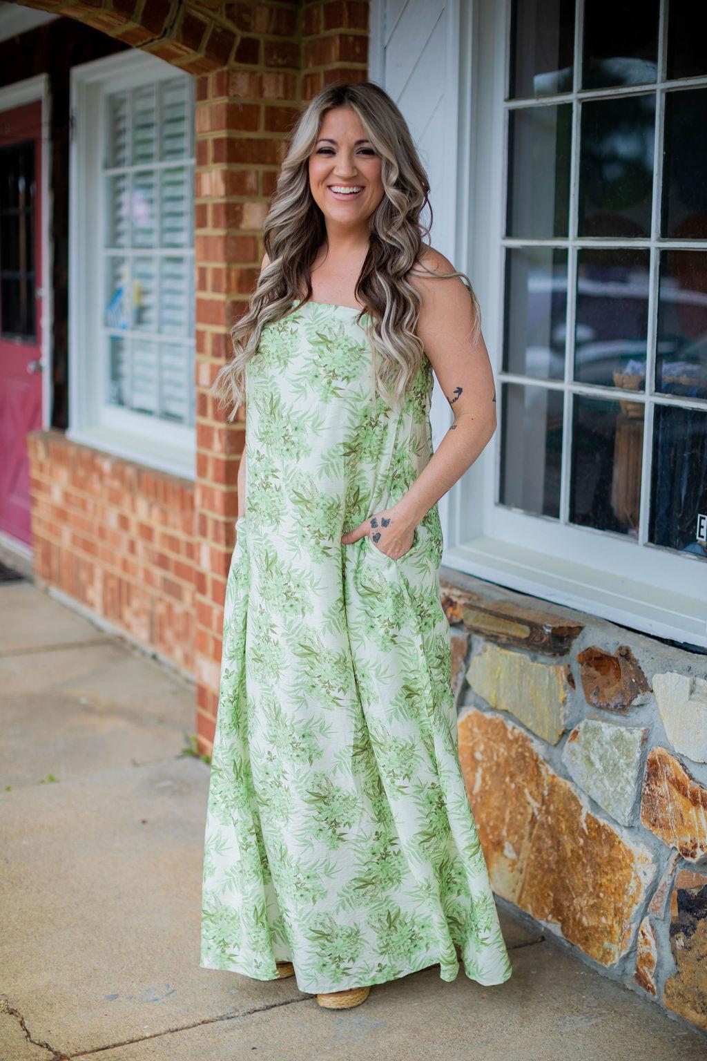 Olive Floral Tube Dress