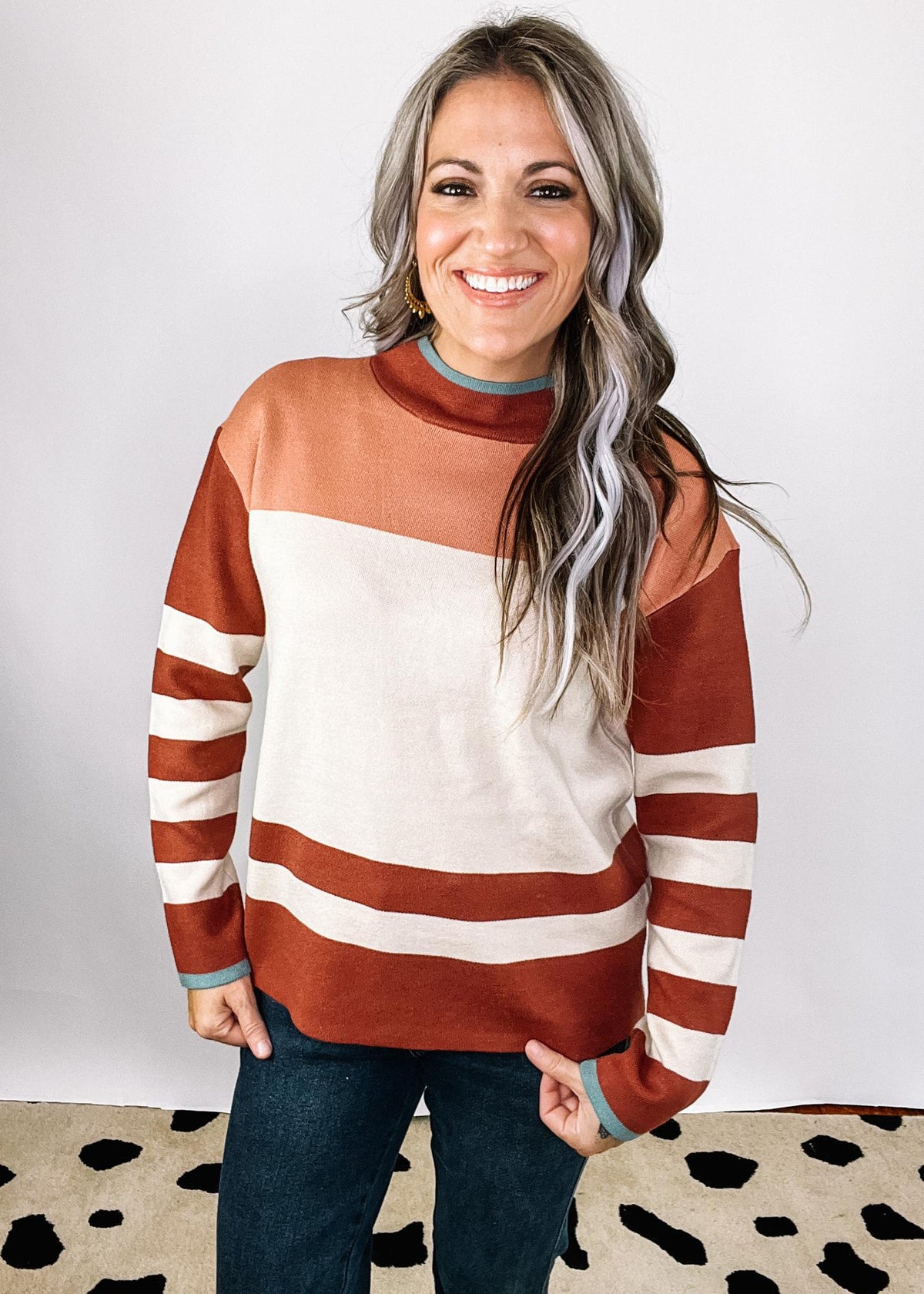 Picante Stripe Mock Neck Sweater