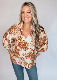 Cream and Caramel Floral Top