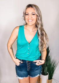 Sleeveless Top with Front Buttons
