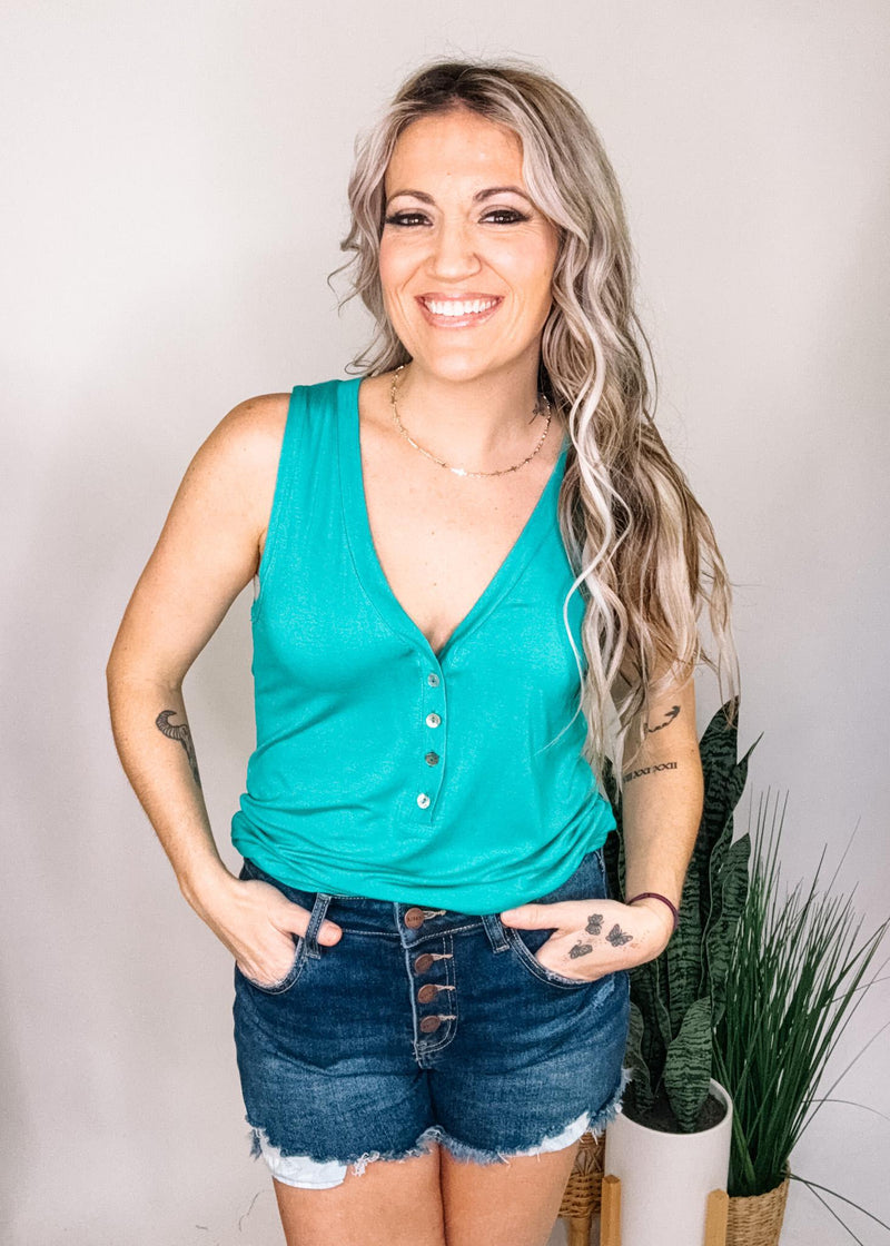 Sleeveless Top with Front Buttons