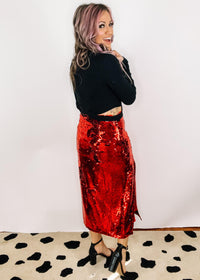 Side Slit Sequin Skirt