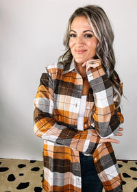 Brown and Orange Plaid Top