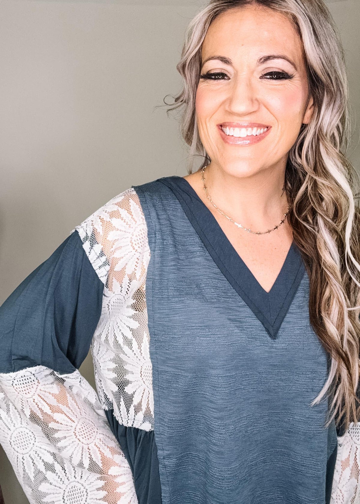 Indigo Lace Block Top