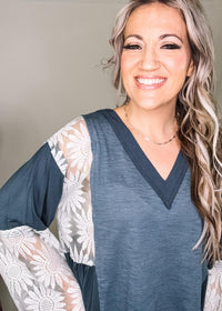Indigo Lace Block Top