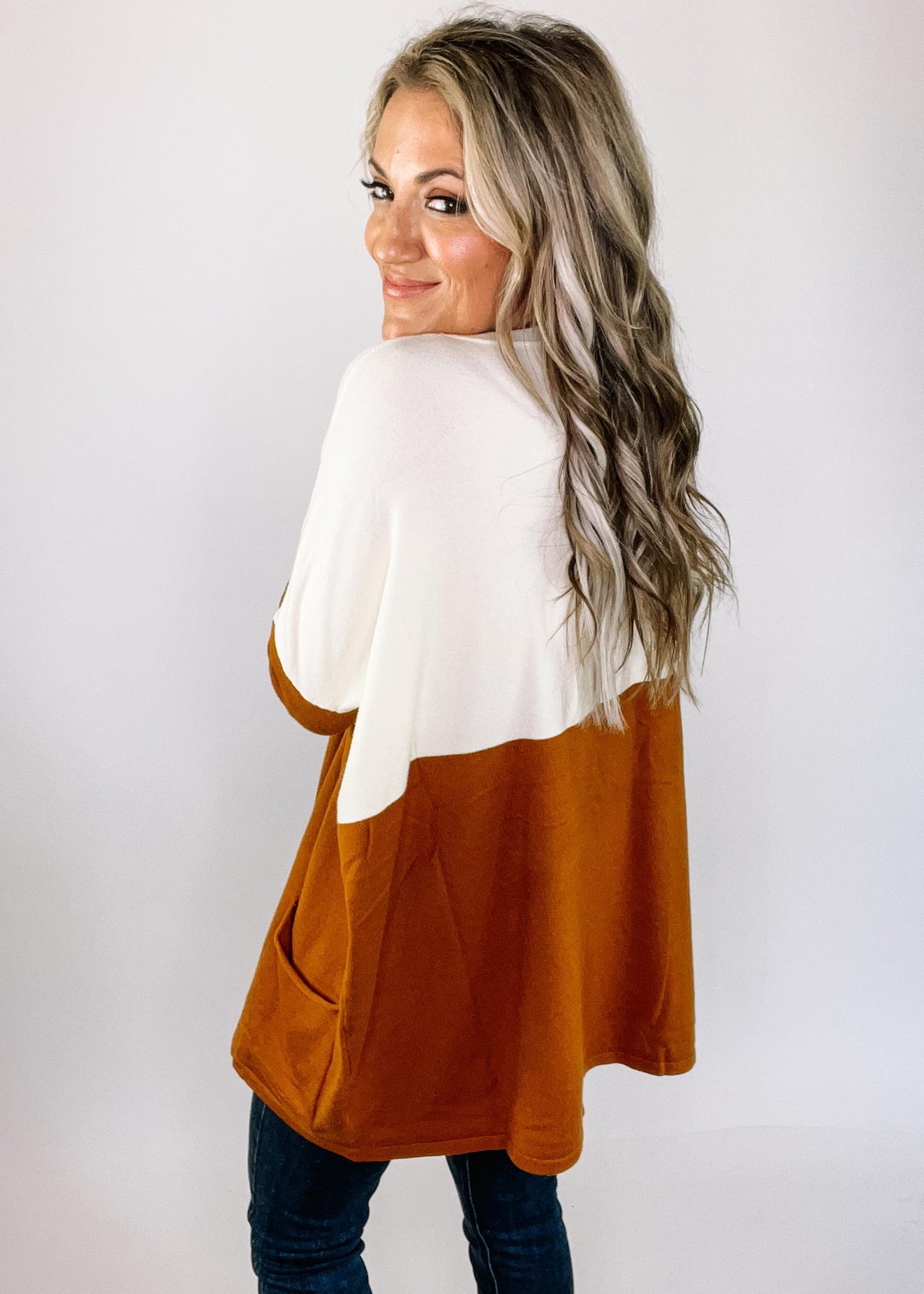 Ivory and Caramel Dolman Poncho