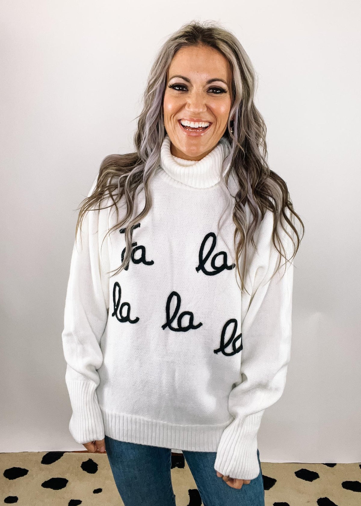 Turtleneck "FA LA LA" Holiday Sweater