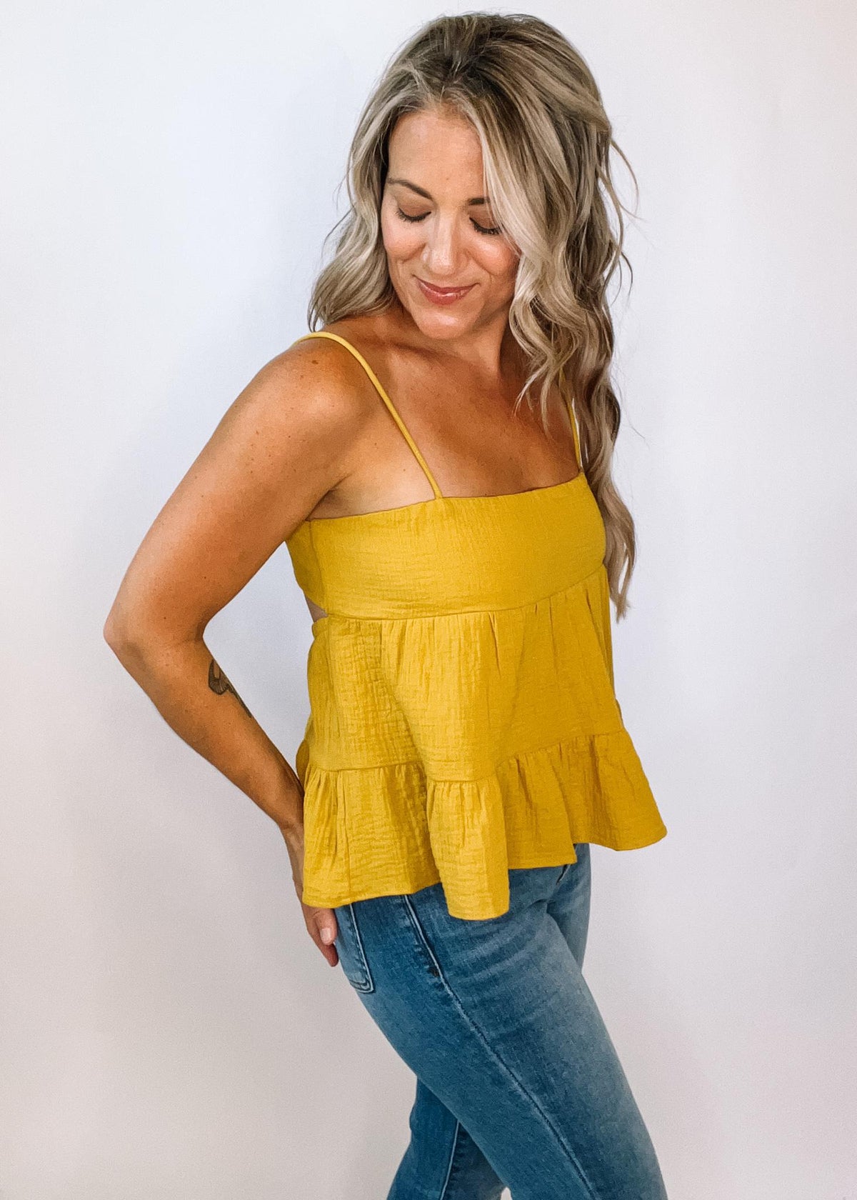 Mustard Open Back Cami Top