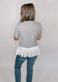 Heather Grey Sweater with Frill Detail
