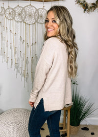 Taupe Floral Embroidered Sweater
