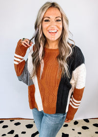 Sienna and Grey Cableknit Sweater