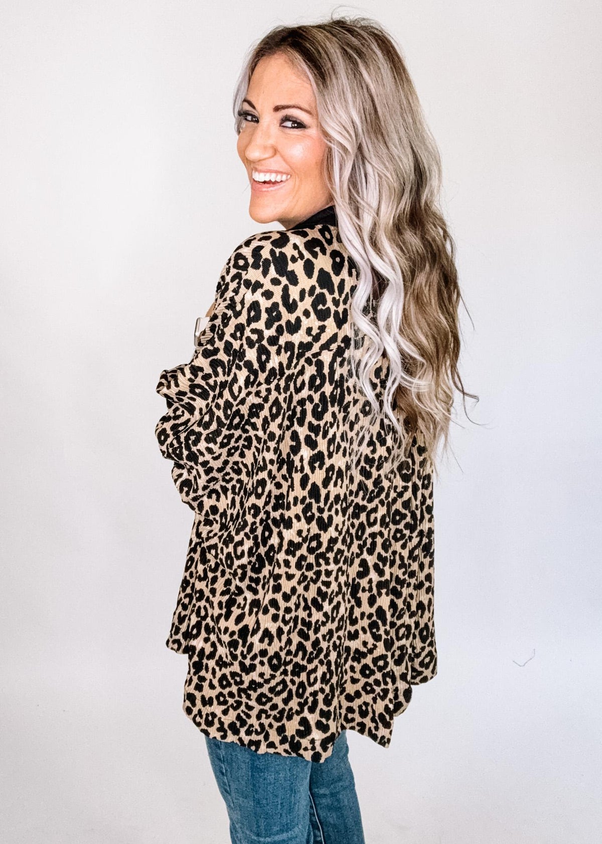 Animal Print Collar Poncho Top