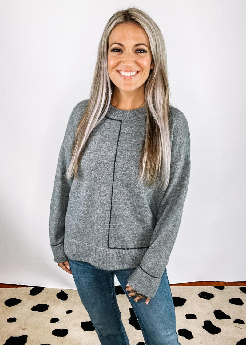 Charcoal Pullover with line detail