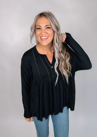 Raw Edge Exposed Hem Babydoll Top