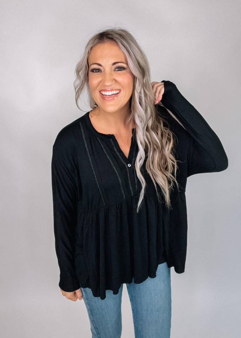 Raw Edge Exposed Hem Babydoll Top