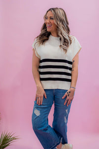 Classic Drop Shoulder Stripe Detail Knit