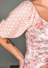 Blush Eyelet Sleeve Top