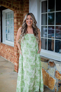 Olive Floral Tube Dress