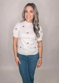 Embroidered Santa Hats Sweater