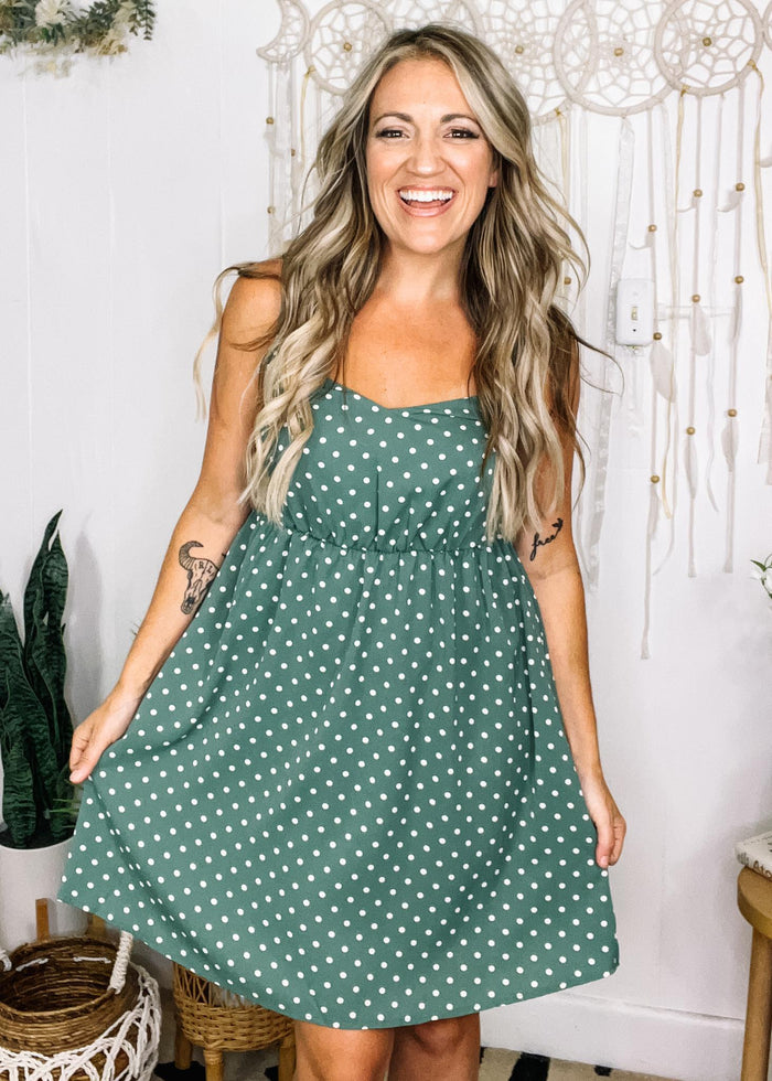Jade Polka Dot Sun Dress