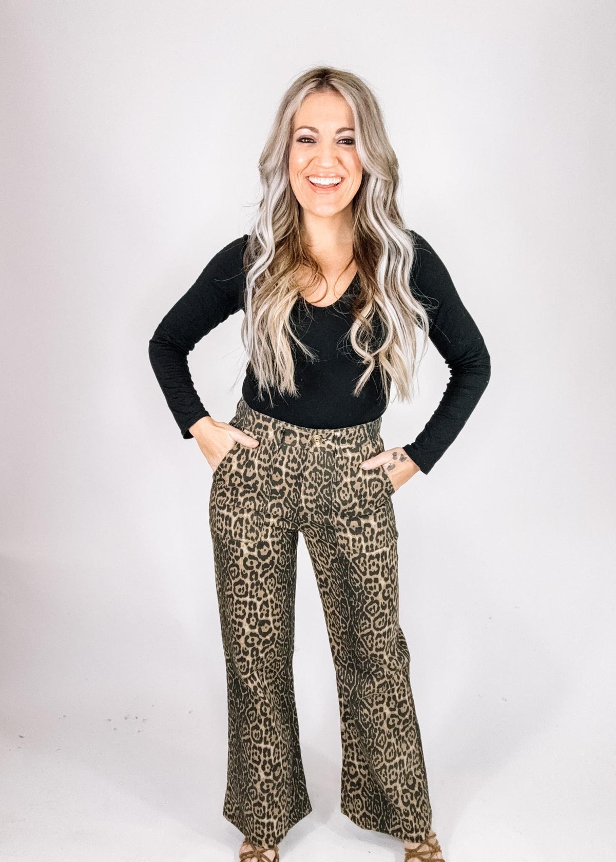 Leopard Denim Flares