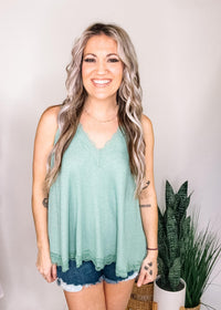 Lace Trim Flowy Tank Top