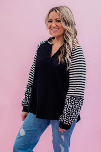 Floral Stripe Ragland Style Top
