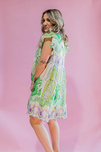 Island Green Mix Print Mini Dress