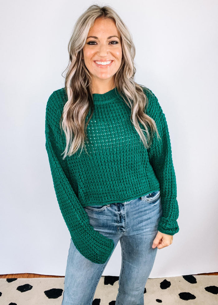 Evergreen Cropped Long Sleeve Sweater