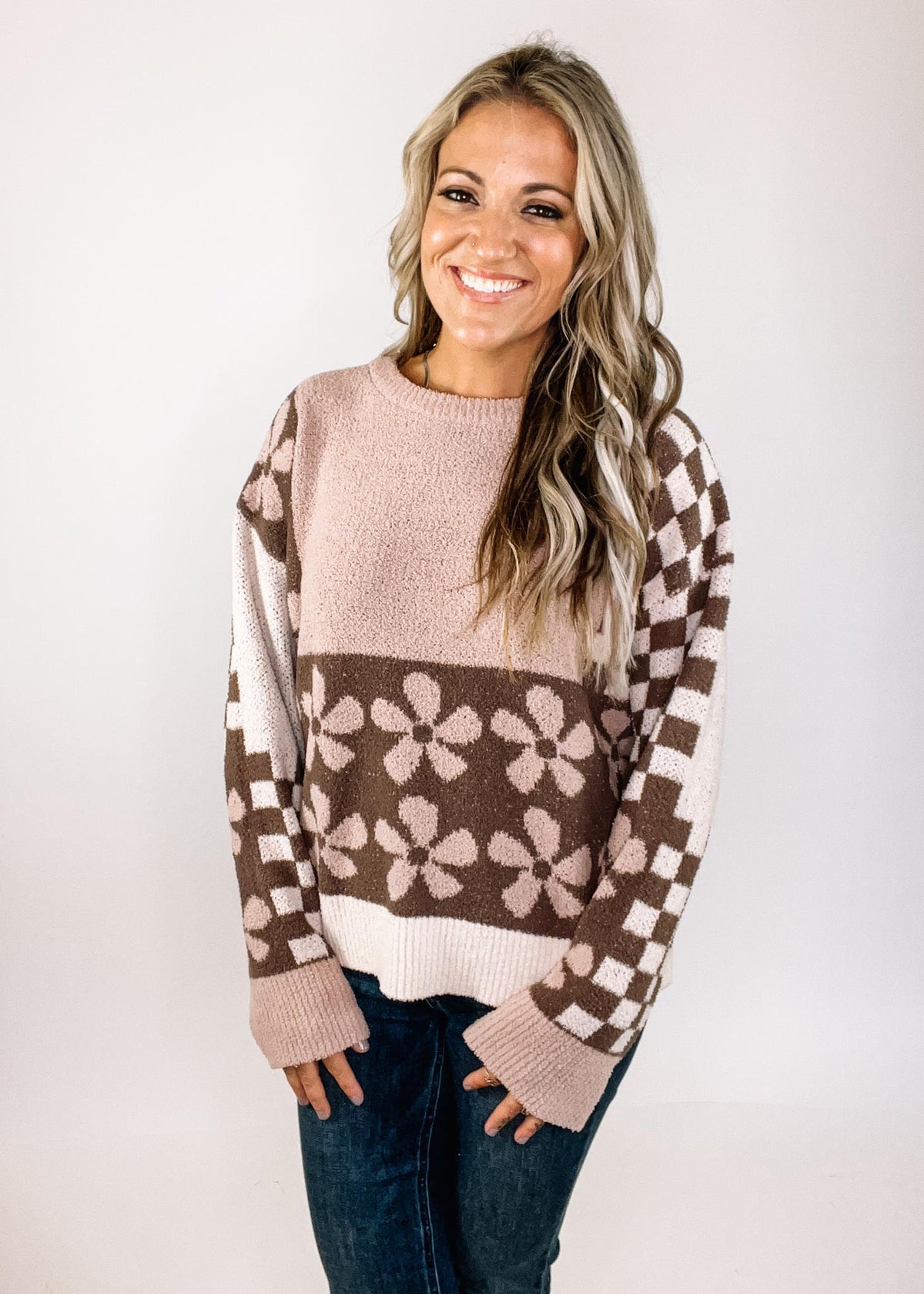 Mixed Print Cozy Sweater