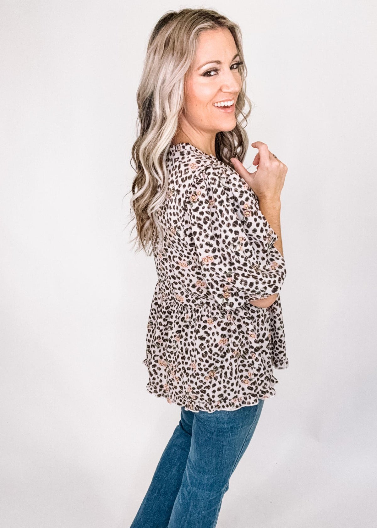 Oatmeal Animal Print Peplum
