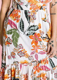 Ivory Tropical Floral Twist Front Maxi