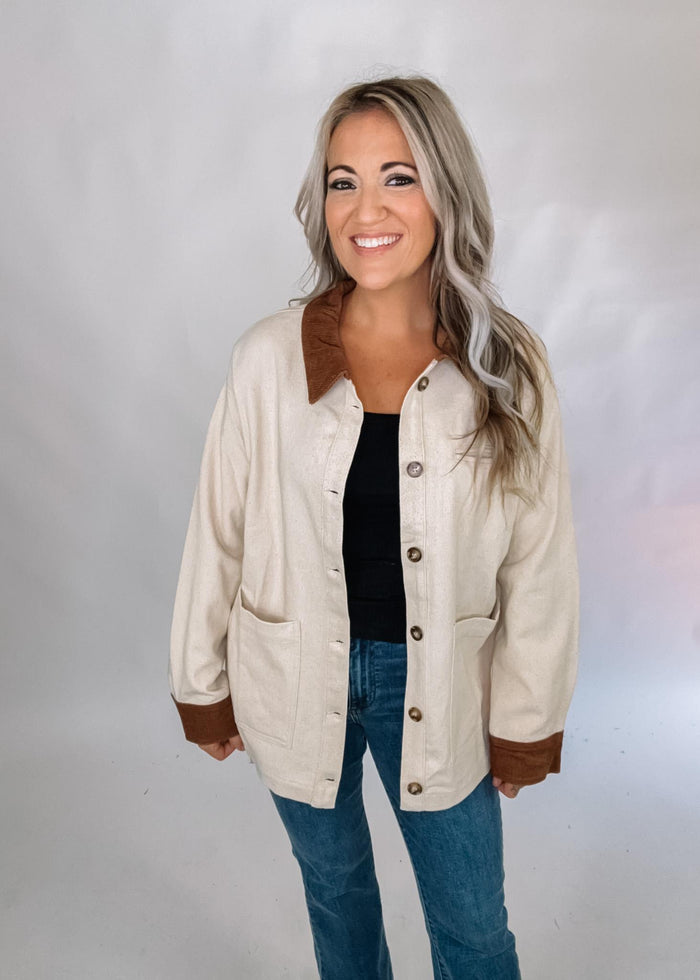 Cream Button Down Barn jacket