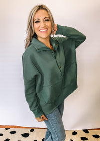 Jade High Pullover with Front Snap Buttons