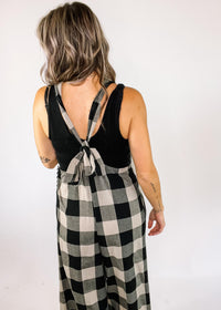 Black and White Flannel Overalls