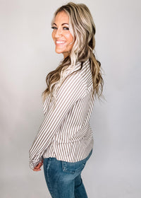 Stripe Collared Long Sleeve Button Down Shirt