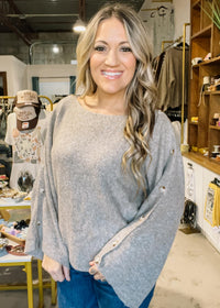 Dolman Knit Sweater with Button Detail