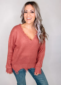 Distressed Hem Knit Sweater