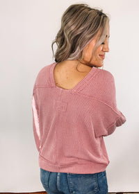 Oversized Two Toned Otto Ribbed Knit Top