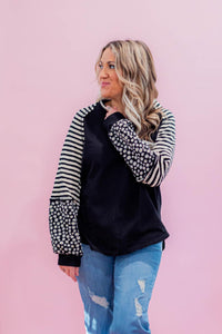 Floral Stripe Ragland Style Top