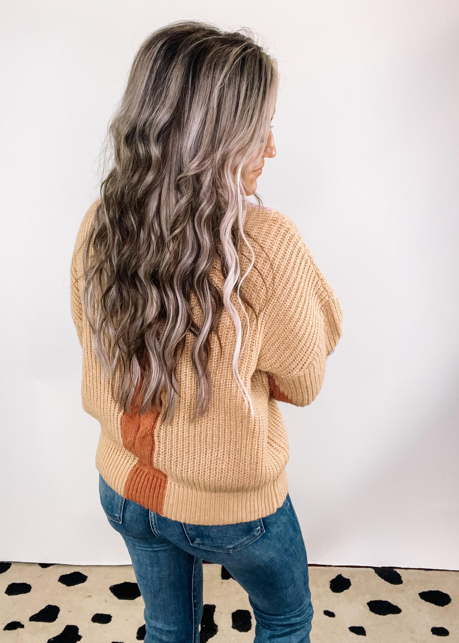 Blush Mix Color Block Cozy Knit sweater – The Teal Eagle Boutique