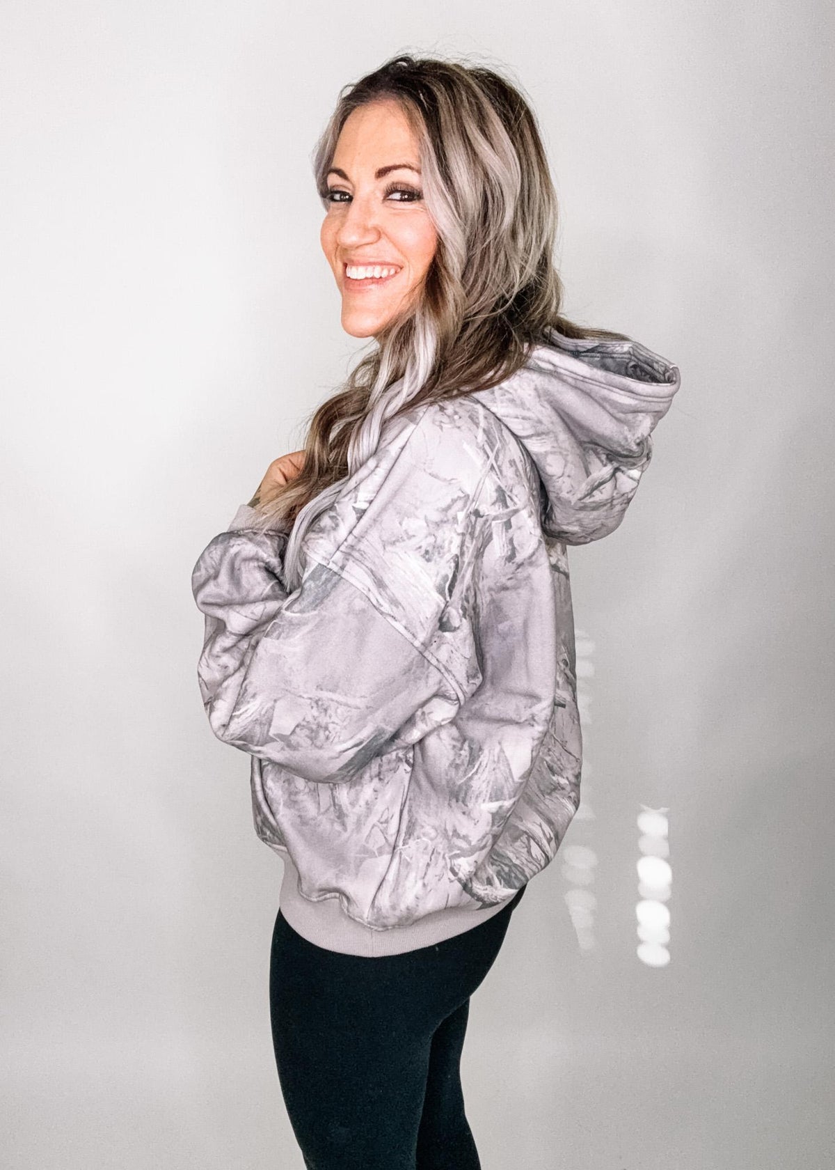 Grey Camo Printed Hoodie