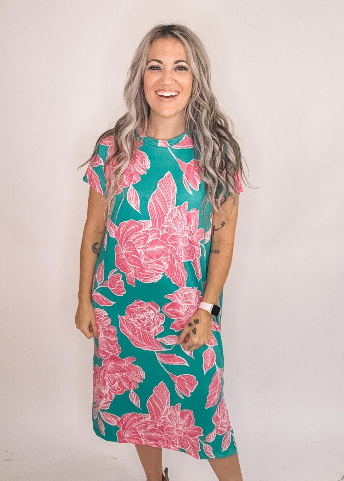 Drop Shoulder Floral Dress
