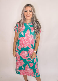 Drop Shoulder Floral Dress