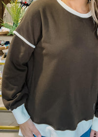 Ivory Trim Pullover Pockets