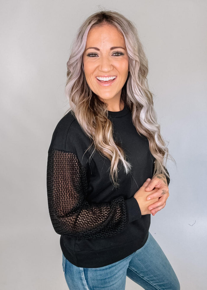 Fishnet Sleeve Pullover