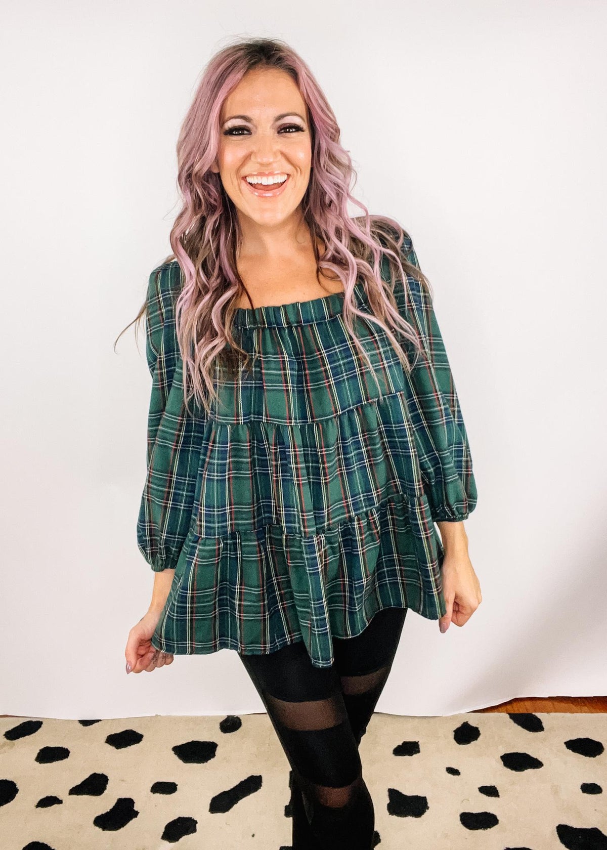 Green Holiday Plaid Tunic