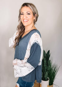 Indigo Lace Block Top